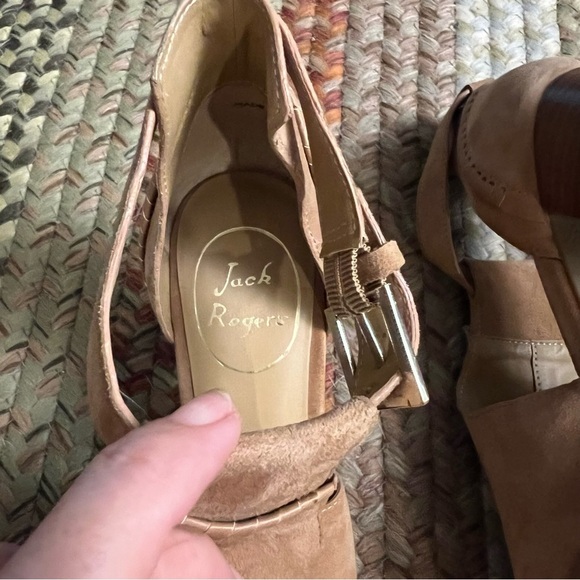 Jack Rogers Cameron Tan Suede Open Toe Booties size 7 1/2 - Picture 11 of 16